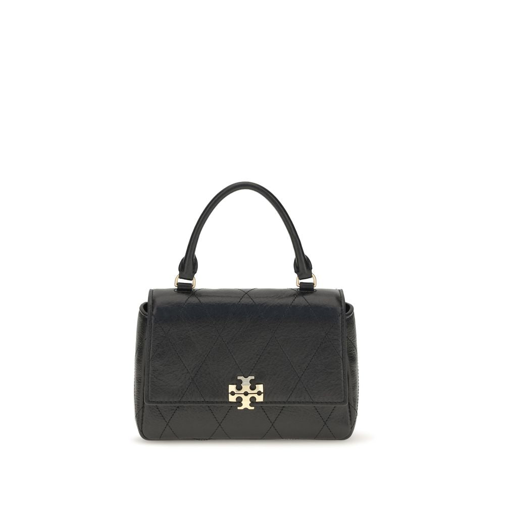 Tory Burch Charlie Mini Quilted Leather Handbag — Black