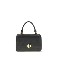 Tory Burch Charlie Mini Quilted Leather Handbag — Black