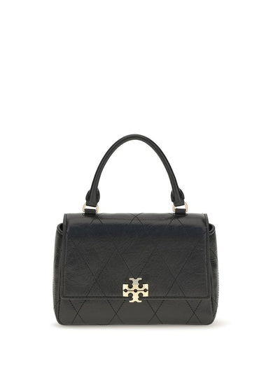 Tory Burch Charlie Mini Quilted Leather Handbag — Black