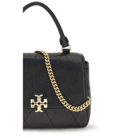 Tory Burch Charlie Mini Quilted Leather Handbag — Black
