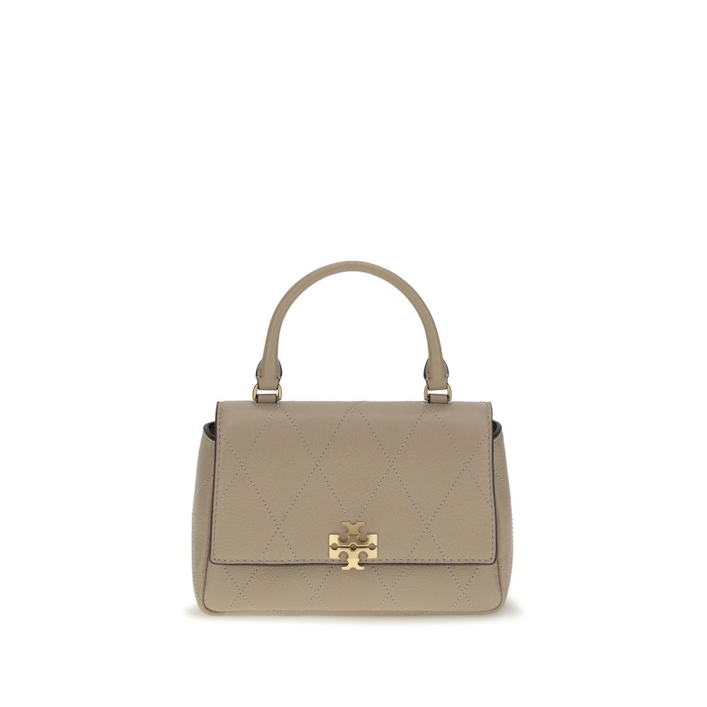 Tory Burch Charlie Mini Quilted Leather Handbag — Beige