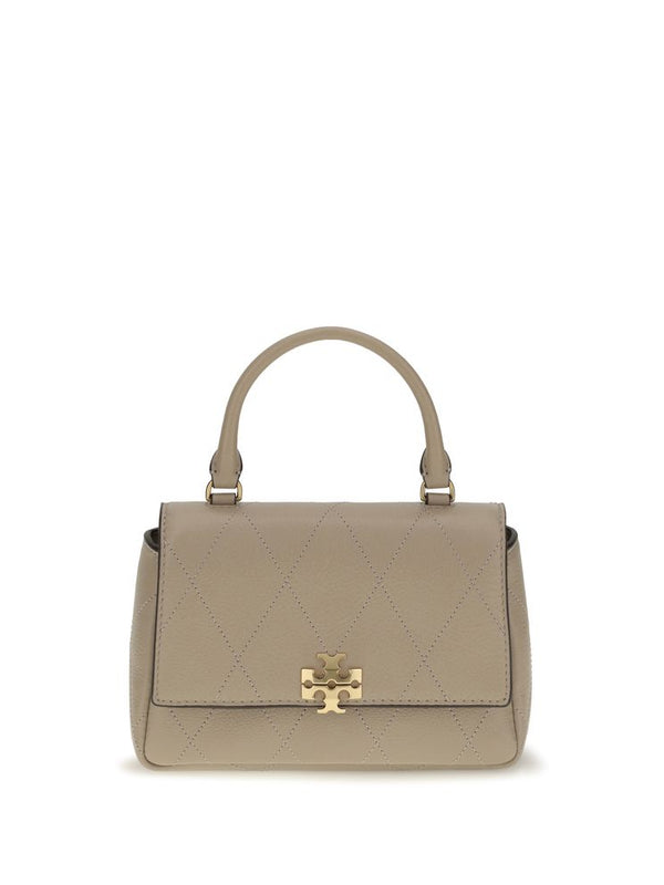 Tory Burch Charlie Mini Quilted Leather Handbag — Beige