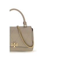 Tory Burch Charlie Mini Quilted Leather Handbag — Beige