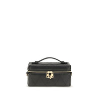 Tory Burch Charlie Quilted Leather Beauty Case — Black