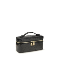 Tory Burch Charlie Quilted Leather Beauty Case — Black