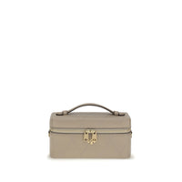 Tory Burch Charlie Quilted Leather Beauty Case — Grey