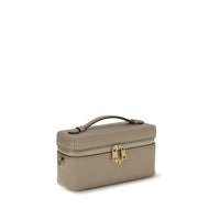 Tory Burch Charlie Quilted Leather Beauty Case — Grey