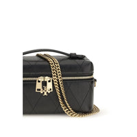 Tory Burch Charlie Quilted Leather Beauty Case — Black