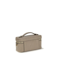 Tory Burch Charlie Quilted Leather Beauty Case — Grey