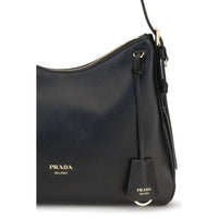Prada Vintage-Effect Leather Shoulder Bag — Black