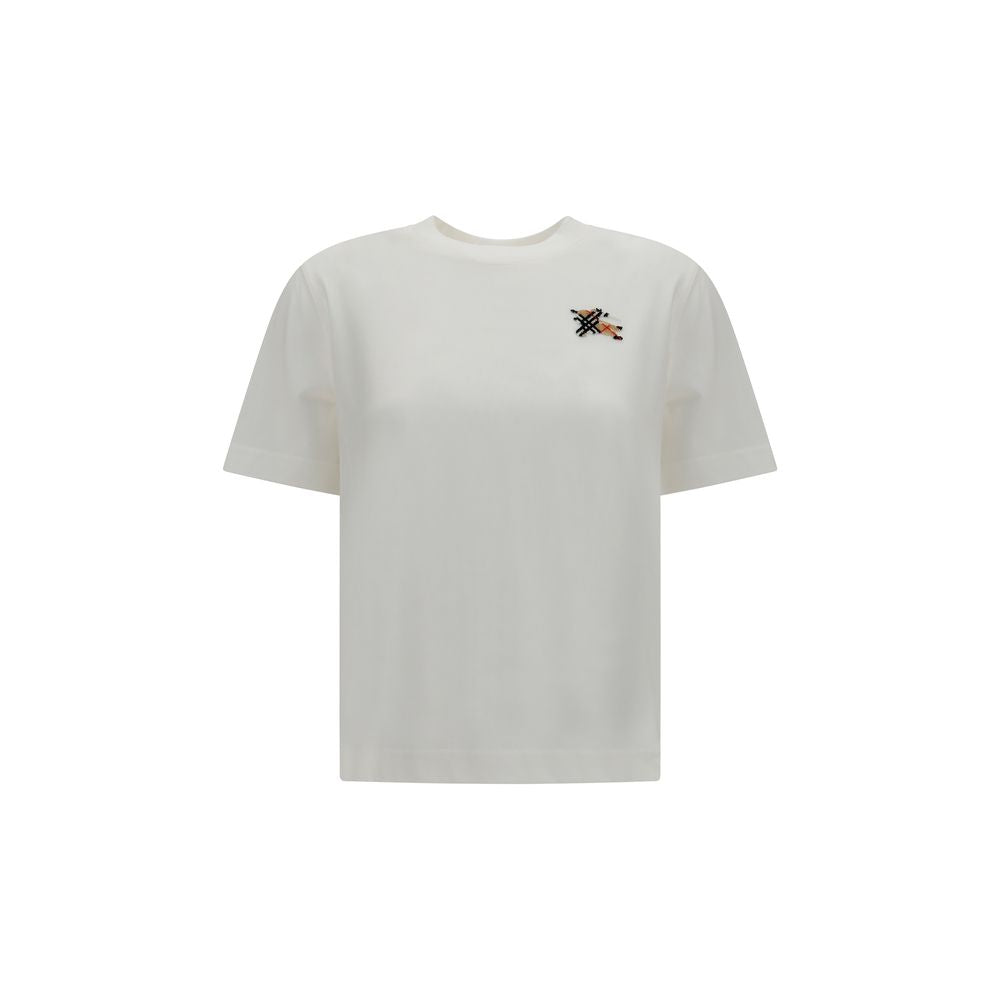 Burberry Knight Check Cotton T-Shirt — White