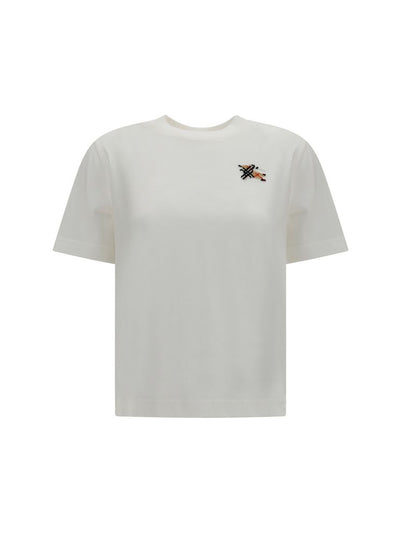 Burberry Knight Check Cotton T-Shirt — White