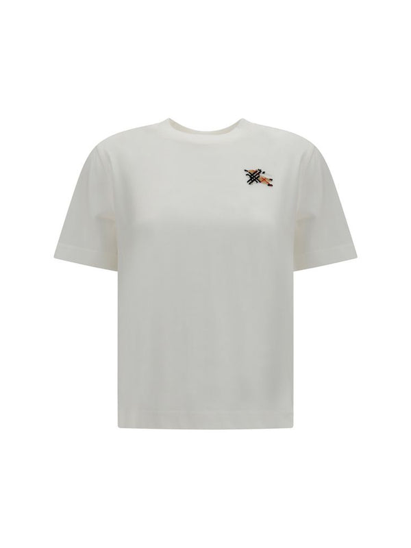 Burberry Knight Check Cotton T-Shirt — White