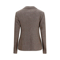 Burberry Wool-Linen Single-Breasted Blazer — Brown