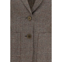Burberry Wool-Linen Single-Breasted Blazer — Brown