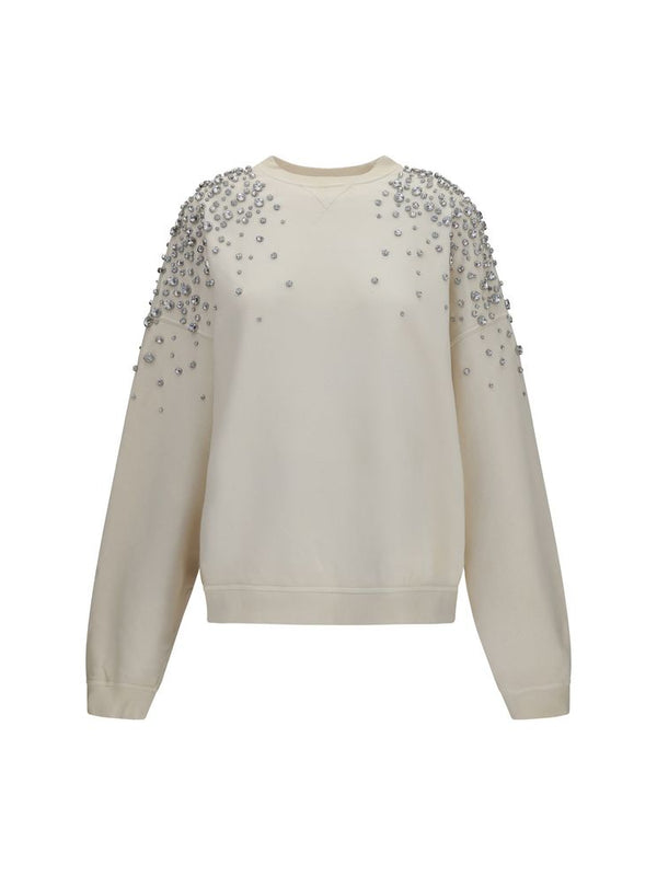 Golden Goose Embellished Cotton Sweatshirt — Beige