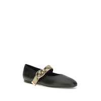 Burberry Robin Check Strap Leather Ballet Flat