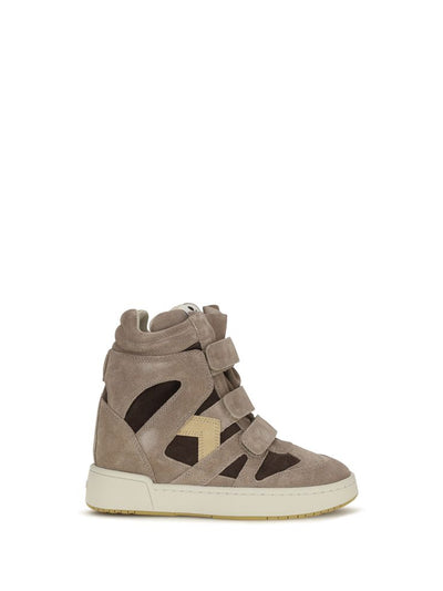 Isabel Marant High-Top Wedge Sneakers in Beige