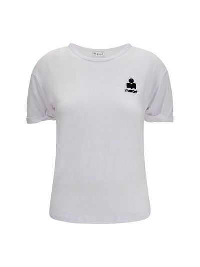 Isabel Marant Étoile Koldia Logo T-Shirt in White Linen