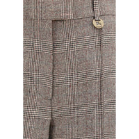 Burberry Checked Wool Dress Pants — Beige