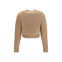 Chloé Beige Wool Cashmere Heart-Logo Sweater