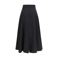 Burberry Trench-Detail Wool Midi Skirt — Black