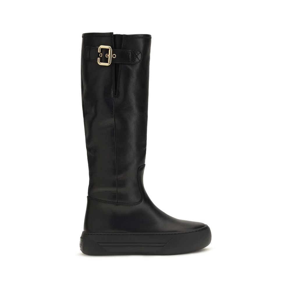 Chloé Delia Flatform Boots — Black