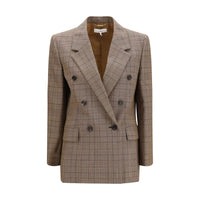 Chloé Beige Wool Checked Double-Breasted Blazer