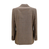 Chloé Beige Wool Checked Double-Breasted Blazer