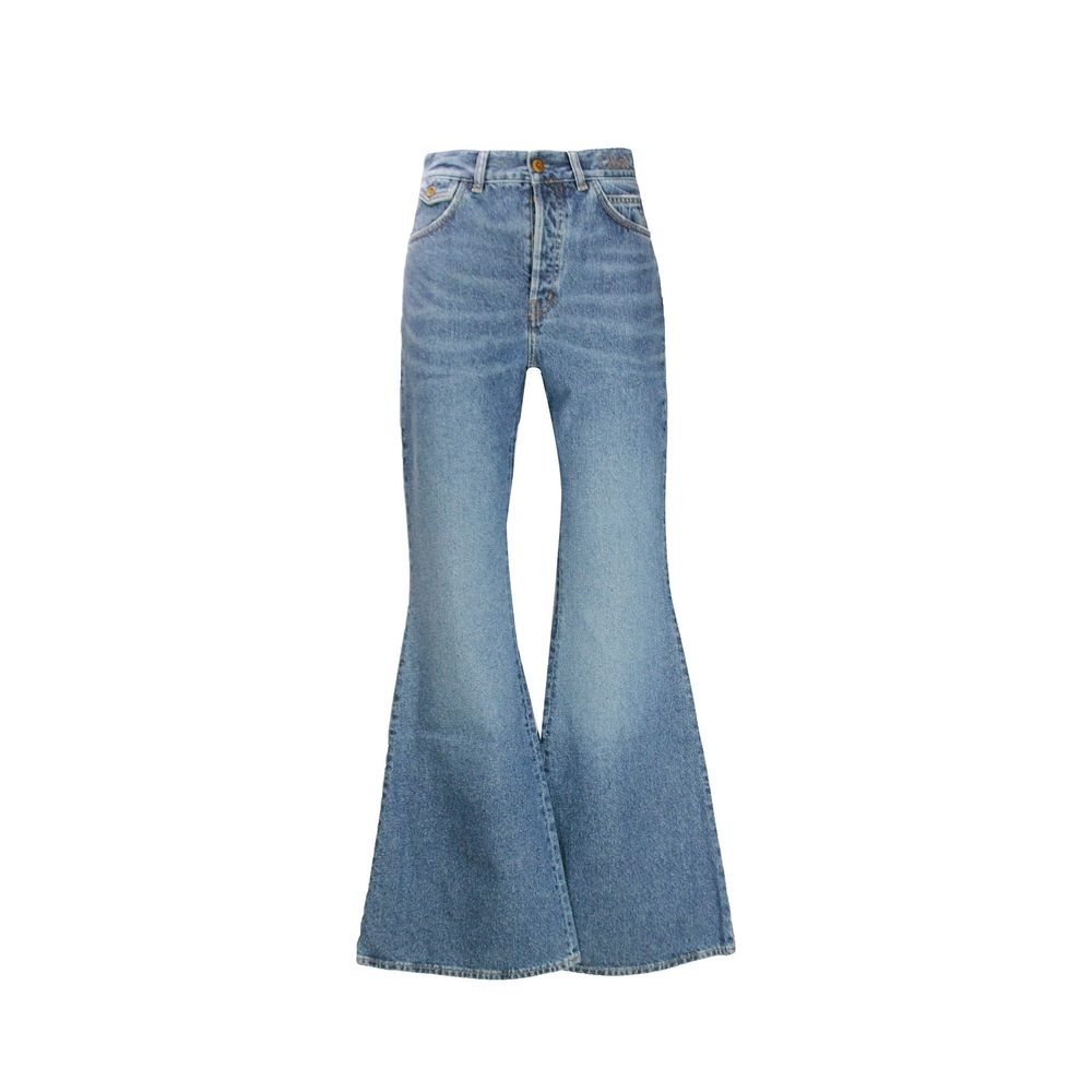 Chloé Blue Cotton Embroidered Flared Jeans