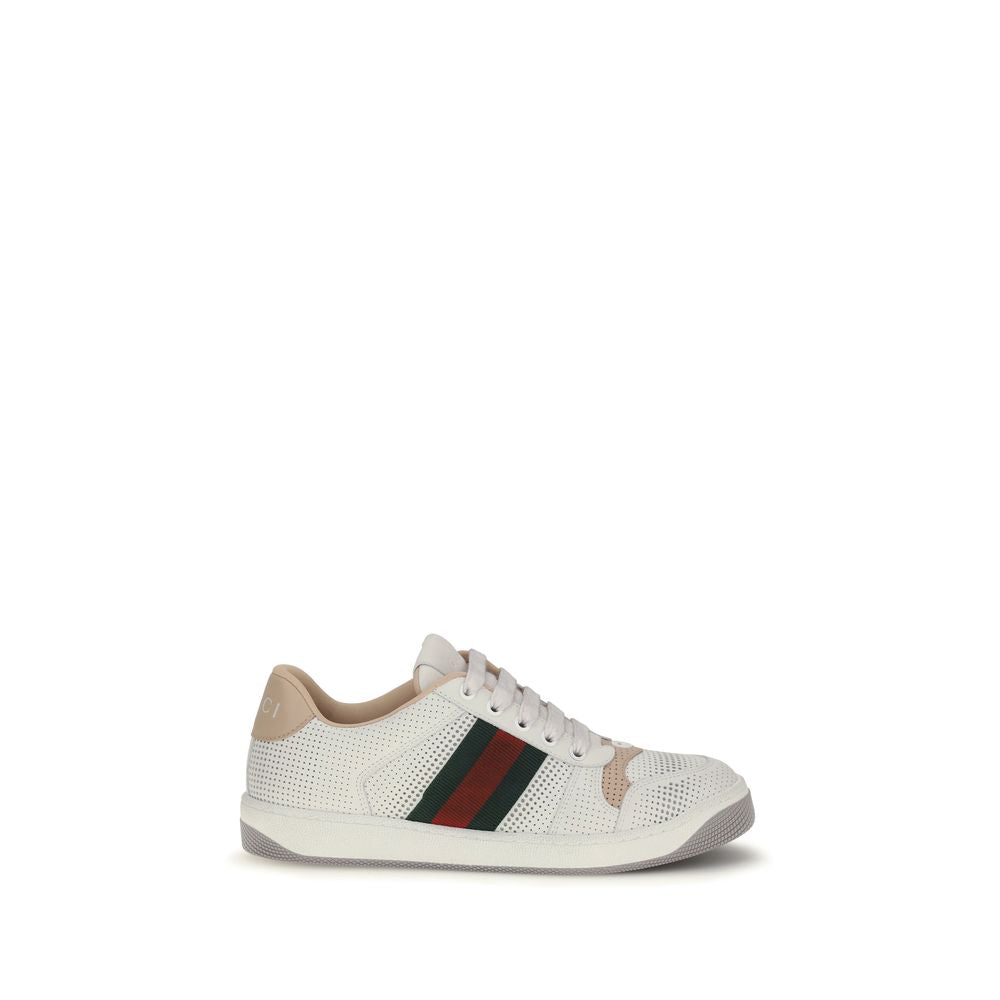 Gucci Screener Leather Sneakers — White