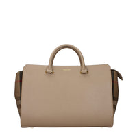 Burberry Logo-Hardware Leather Handbag — Beige
