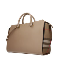 Burberry Logo-Hardware Leather Handbag — Beige