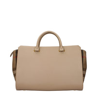 Burberry Logo-Hardware Leather Handbag — Beige