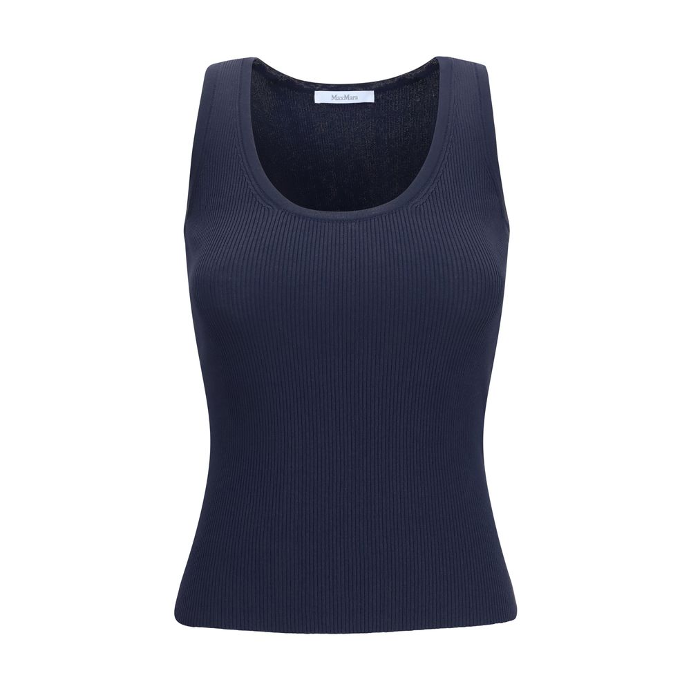 Max Mara Ribbed Jersey Tank Top — Blue