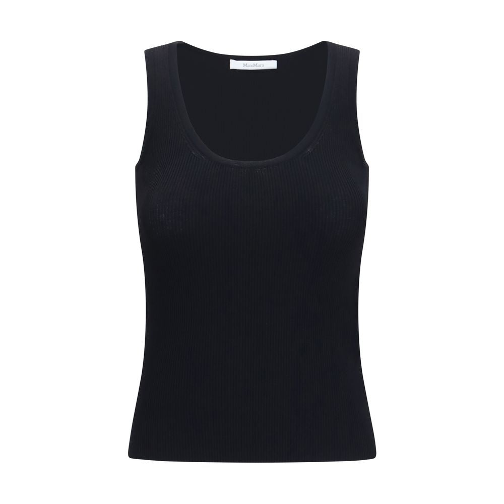 Max Mara Ribbed Jersey Tank Top — Black