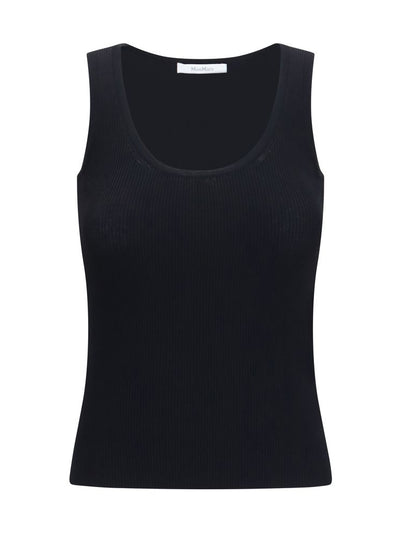 Max Mara Ribbed Jersey Tank Top — Black