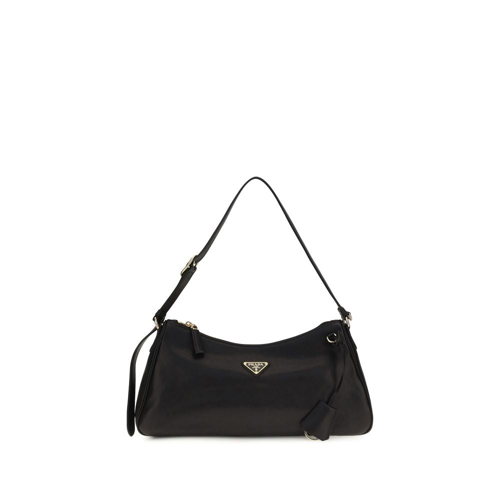 Prada Aimée Leather Shoulder Bag — Black