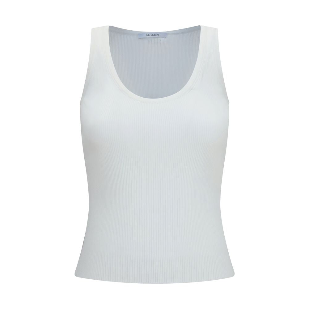 Max Mara Ribbed Jersey Tank Top — White