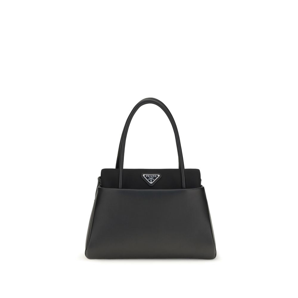 Prada Triangle-Logo Top Handle Bag — Black