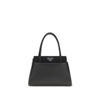 Prada Triangle-Logo Top Handle Bag — Black