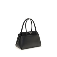 Prada Triangle-Logo Top Handle Bag — Black