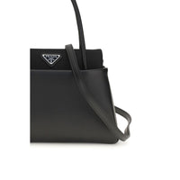 Prada Triangle-Logo Top Handle Bag — Black