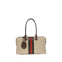 Gucci Horsebit Web GG Duffle Bag — Beige