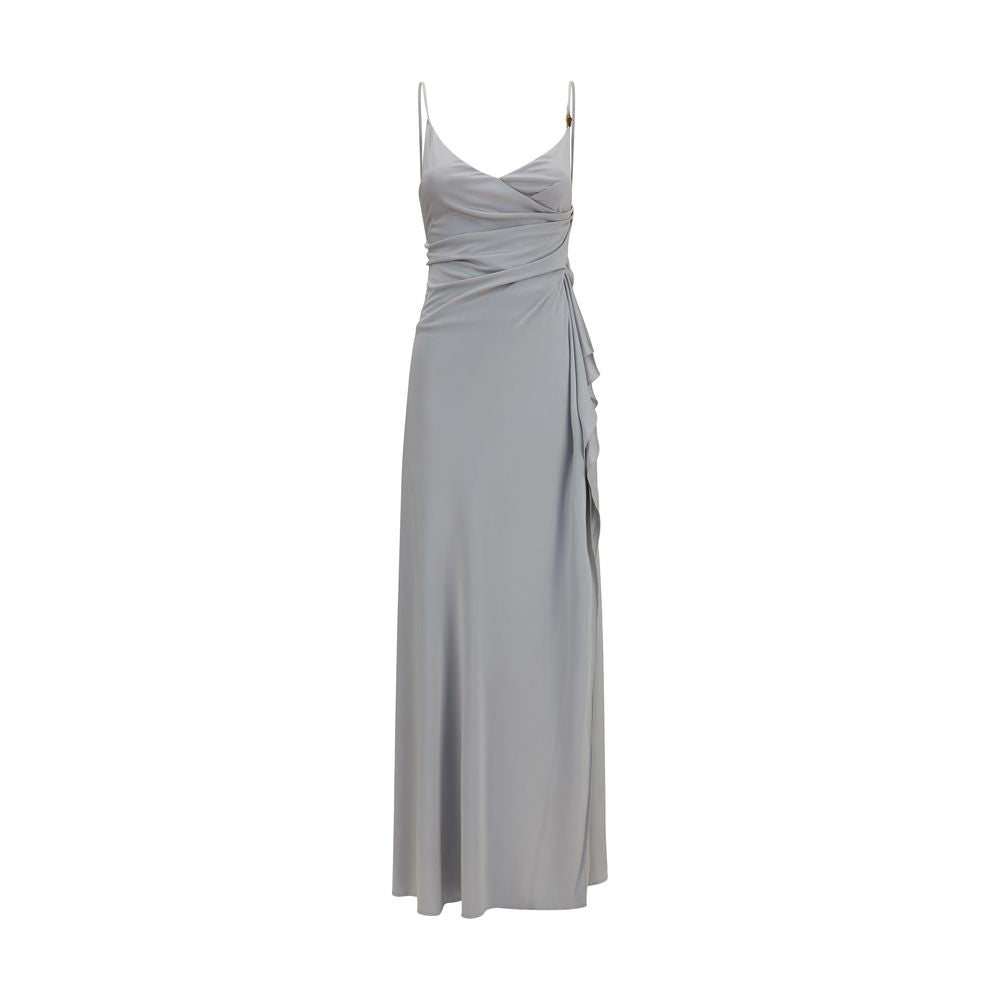 Versace Draped Viscose Jersey Dress — Gray