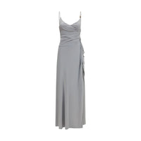 Versace Draped Viscose Jersey Dress — Gray