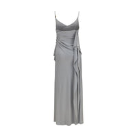 Versace Draped Viscose Jersey Dress — Gray