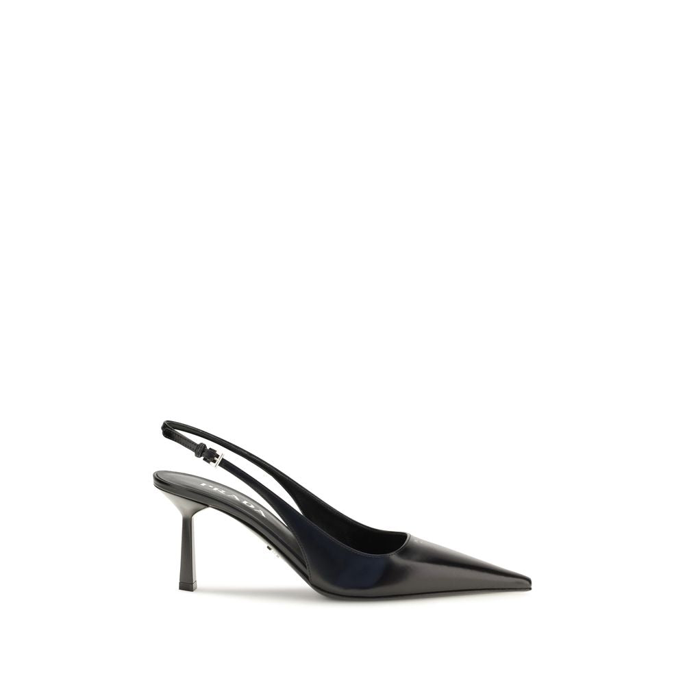 Prada Leather Slingback Pumps — Black