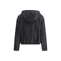 Prada Re-Nylon Hooded Shell Jacket — Black