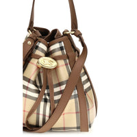 Burberry Check Canvas Bucket Bag — Beige